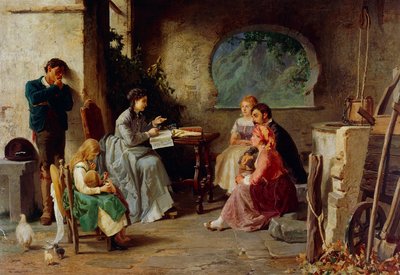 Botaniklektion, av Vespasiano Bignami känd som Vespa (1841-1929), olja på duk, 84x119 cm, Italien av Vespasiano Bignami