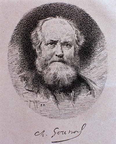 Porträtt av Charles Gounod (teckning av Vespasiano Bignami