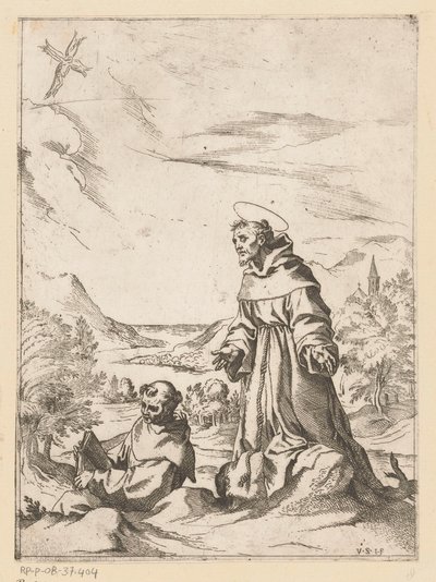Saint Francis får stigmata av Vespasiano Strada