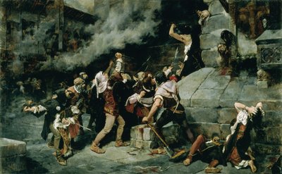 "Vid Frälsarens fötter", Slakten av judarna under medeltiden av Vicente Cutanda y Toraya