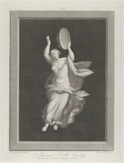 En delvis naken Bacchante som spelar en tamburin, ca. 1795-1820 av Vicenzo Feoli