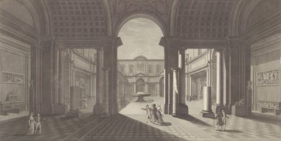 Utsikt över innergården till Museo Pio-Clementino, från 