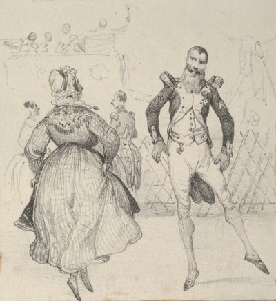 En soldat och en kvinna som dansar, mitten av 1800-talet. av Victor Adam