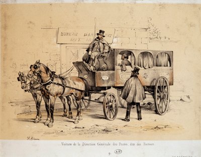 Postens bil - Litografi av Adam, ca. 1840 av Victor Adam