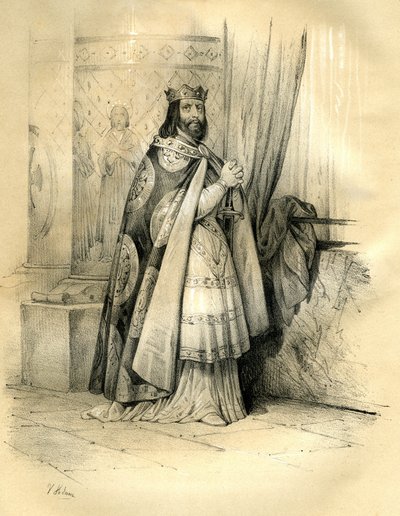 Dagobert 1 (v.600-639) kung av Austrasien (623-629), kung av alla franker (629-634), kung av Neustrien och Burgund (634-639). Dagobert 1:s regentskap av Victor Adam