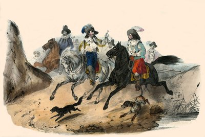 Utmaningen, mellan 2 herrar. i Album Grotesque, Choix de Types Remarkable”, illustrationer av Victor Adam, Paris, cirka 1850. av Victor Adam