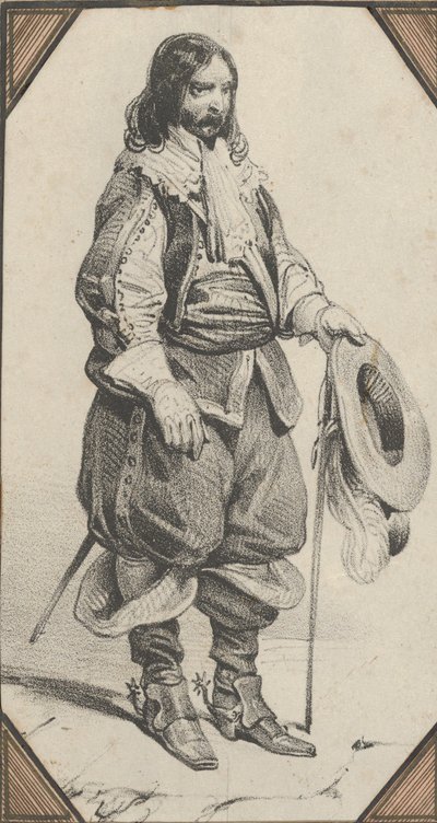 Man som håller en käpp och en hatt, mitten av 1800-talet. av Victor Adam