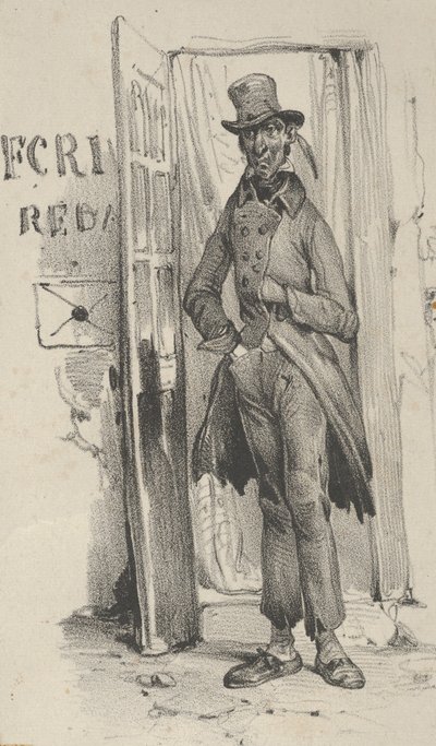 Man som står i en dörröppning, mitten av 1800-talet. av Victor Adam