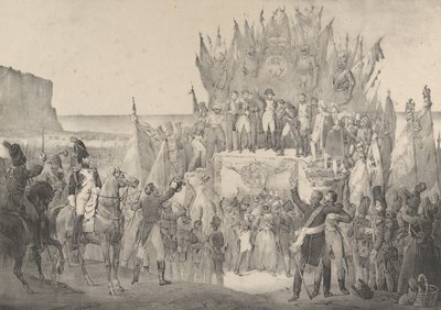 Militärfestival i Boulogne med Napoleon som distribuerar stjärnor från Legion of Ho..., 1800-talet. av Victor Adam