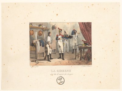 officer sätter patroontas Påsen måste vara soldatens spegel (titel på objekt) Militära scener (serietitel) Militära scener (serietitel) av Victor Adam