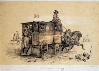 Paris omnibusbil - Litografi av Adam, ca. 1840 av Victor Adam