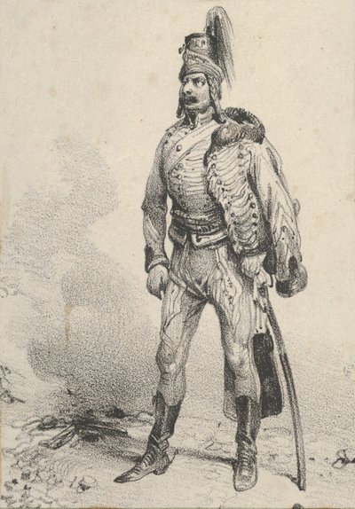 Stående soldat med sin jacka på ena axeln, mitten av 1800-talet. av Victor Adam