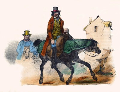 Nötköttshandlaren travar genom att beräkna sin vinst. I "" Album Grotesque, Choices of Outstanding Types", illustrationer av Victor Adam, Paris, cirka 1850. av Victor Adam