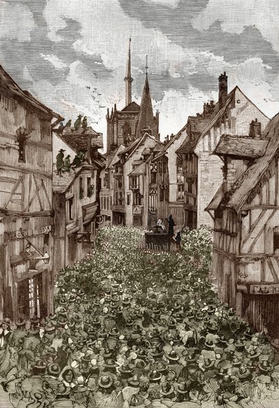 Affaire des possedes de Loudun (demoner de Loudun) cirka 1630: jakt på häxor, den franske prästen Urbain Grandier (1590-1634) som påstås ingå en pakt med djävulen och anklagar för att ha förhäxat nunnor, bränns på slaktaren - ( Urbain Grandier, fren av Victor Armand Poirson