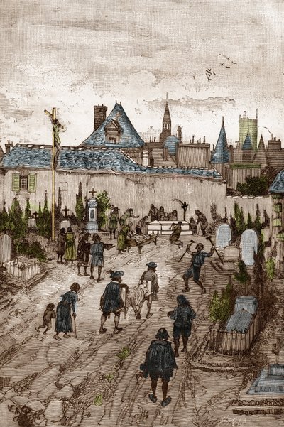 Jansenist konvulsionär (eller Saint Medard) (Konvulsioners verk) på 1700-talet: "" de sjuka och handikappade går till kyrkogården i Saint-Medard (där är diakonen Francois Paris grav) för att vara mirakulöst gueris" (Convulsionnaire praxis ( Convulsionna av Victor Armand Poirson