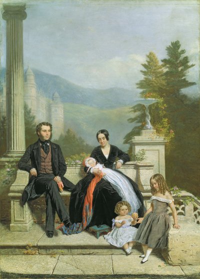 Henry Granville Fitzalan Howard med Minna Lyons och hans tre äldre barn, 1845 av Victor Dartiguenave