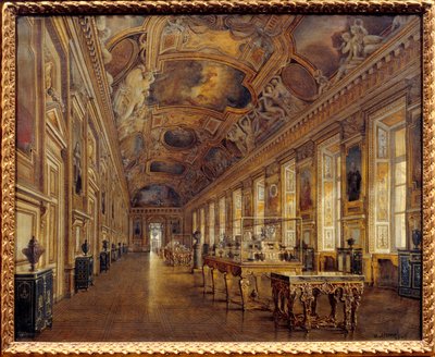 Utsikt över Apollons stora galleri vid Louvren 1880 (olja på duk) av Victor Duval