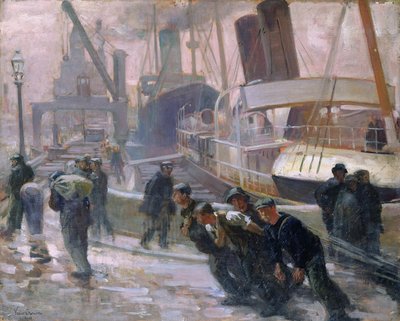 Liverpool Dockers at Dawn, 1903 av Victor Francois Tardieu