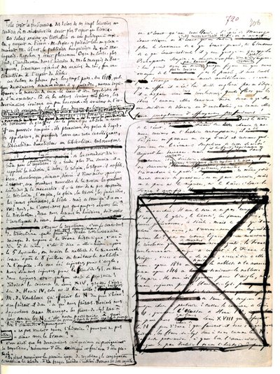 Autografiskt blad av "Les Miserables" av Hugo. 1845-1861 (dokument (brev)) av Victor Hugo