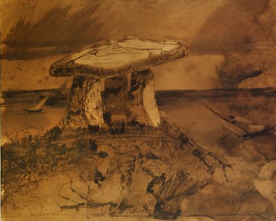 Dolmen där den skuggiga munnen talar till mig (penna och bläck och tvätt på papper) av Victor Hugo