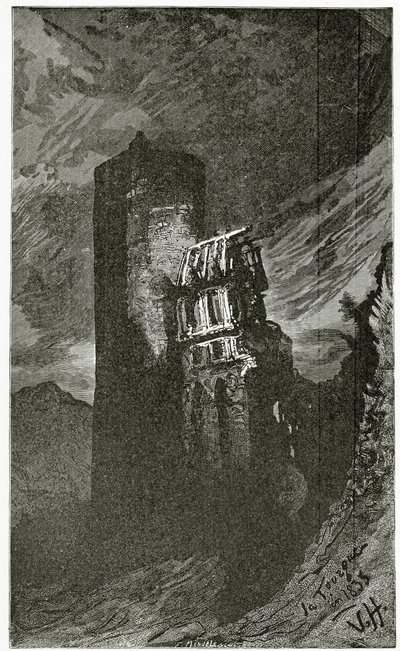 La Tourgue - illustration från Quatre Vingt Treize, 1800-talet (bw gravyr) av Victor Hugo