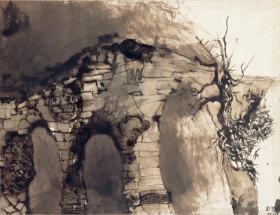 Old Bridge (penna och bläcktvätt på papper) av Victor Hugo