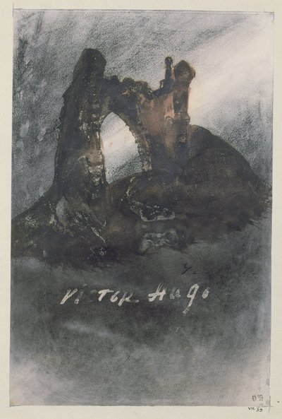 Ruinerna vid Groz-Nez, Jersey, eller The Arch (blyerts, tusch och sepia på papper) av Victor Hugo