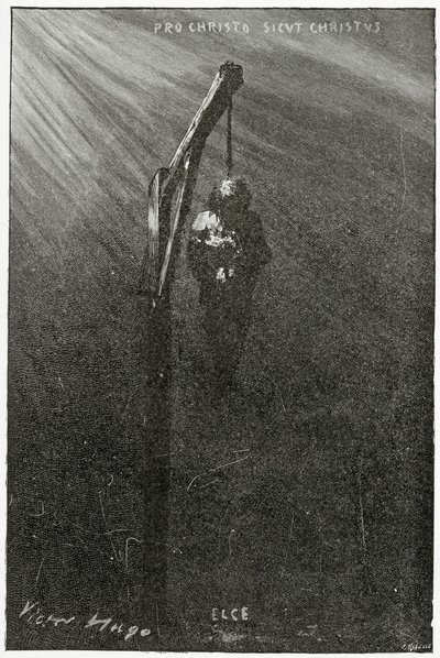 The hanging of John Brown, 1800-talet (bw gravyr) av Victor Hugo