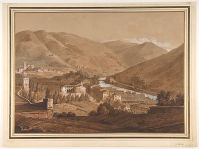 Stad i en alpin dal av Victor Jean Nicolle
