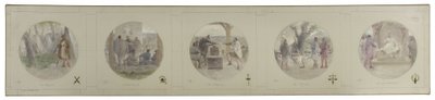 Skiss för Lobau-galleriet i Hôtel de Ville de Paris: La Milice. Församlingen. Röstning. Rättvisan. Regeringen av Victor Jean Pierre Maziès