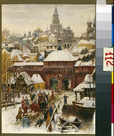 Moscou au 17e siecle (Moskva på 1600-talet). Oeuvre de Appolinari Mikhaylovich Vasnetsov (1856-1933), litografi. Art russe, fin 19e-debut 20e siecle. Museet för Moskvas historia och återuppbyggnad, Moskva. av Victor Mikhailovich Vasnetsov