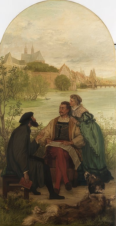 Riddare Hartmut von Kronberg med reformatorn Oecolampadius i Basel av Victor Müller