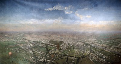 Allmän bild av Paris från en luftballong, 1855 av Victor Navlet