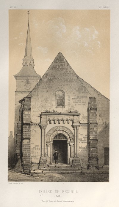Pittoresk arkitektur eller monument från 1400-talet. Och XVI. Århundraden: Frankrikes slott från XV och XVI århundraden: Pl. 58, De Requeil Church (Sarthe) av Victor Petit