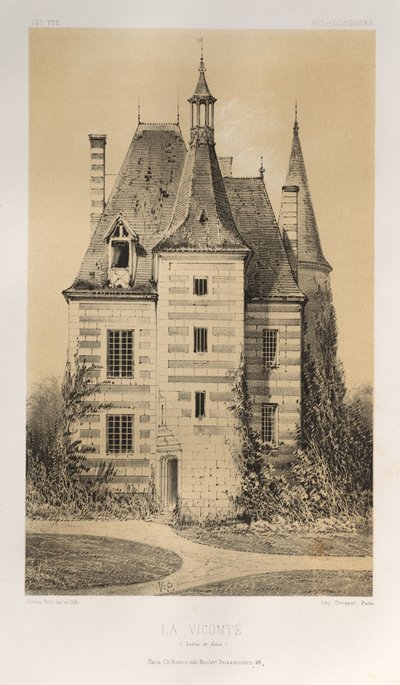 Pittoresk arkitektur eller monument från 1400-talet. Och XVI. Århundraden: Slott i Frankrike av XV och XVI århundraden: Pl. 75, La Vicomté (Saône et Loire) av Victor Petit