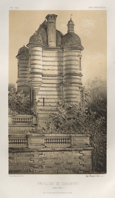 Pittoresk arkitektur eller monument från 1400-talet. Och XVI. Århundraden: Frankrikes slott av XV och XVI århundraden: Pl. 76, Pavillon De Chaumont (Saône et Loire) av Victor Petit
