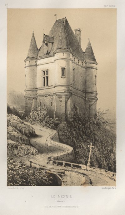 Pittoresk arkitektur eller monument från 1400-talet. Och XVI. Århundraden: Slott i Frankrike av XV och XVI århundraden: Pl. 77, Le Mesnil (Corrèze) av Victor Petit