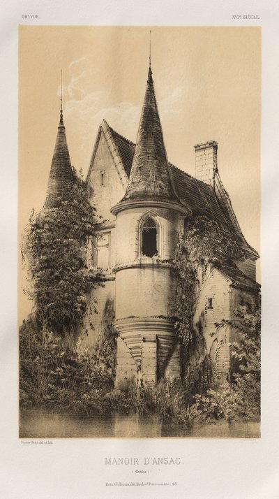 Pittoresk arkitektur eller monument från 1400-talet. Och XVI. Århundraden: Frankrikes slott av XV och XVI århundraden: Pl. 98, Manoir d
