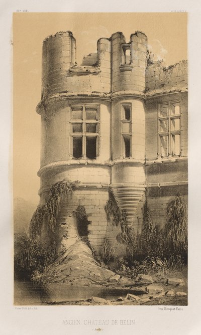 Pittoresk arkitektur eller monument från 1400-talet. Och XVI. Århundraden: Slott i Frankrike av XV och XVI århundraden: Pl. 99, Gamla slottet i Belin (Sarthe) av Victor Petit