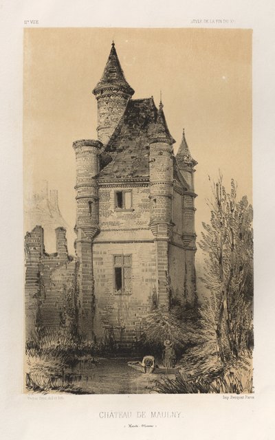 Pittoresk arkitektur eller monument från 1400-talet. Och XVI. Århundraden: Chateaux De France av XV och XVI århundraden: Pl.11, Chateau De Maulny (Haute-Marne) av Victor Petit