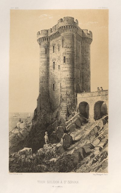 Pittoresk arkitektur eller monument från 1400-talet. Och XVI. Århundraden: Chateaux De France av XV och XVI århundraden: Pl.13, Solidor Tower vid St. Servan (Ille-et-Vilaine) av Victor Petit