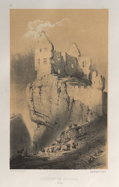 Pittoresk arkitektur eller monument från 1400-talet. Och XVI. Århundraden: Chateaux De France av XV och XVI århundraden: Pl. 30, Chateau De Crussol (Drome) av Victor Petit