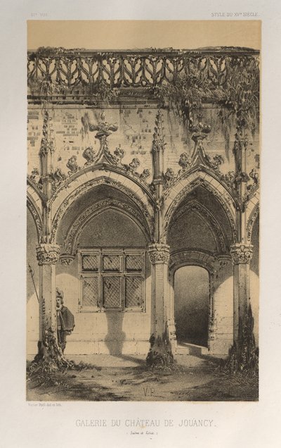 Pittoresk arkitektur eller monument från 1400-talet. Och XVI. Århundraden: Chateaux De France av XV och XVI århundraden: Pl. 41, Galleri Château De Jouancy (Saone et Loire) av Victor Petit