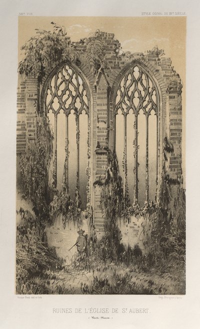 ...pl. 38, Ruinerna av kyrkan St. Aubert Haute-Marne, 1860. av Victor Petit