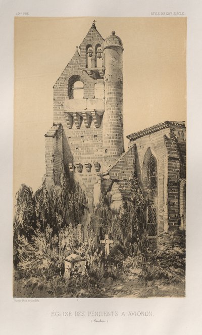 ...pl. 40, Bottens kyrka i Avignon Vaucluse, 1860. av Victor Petit
