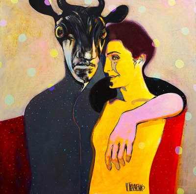 Par med en figur med horn av Victor Tkachenko