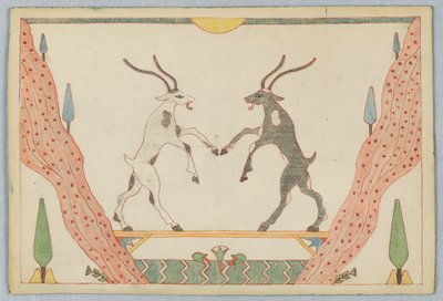 De två getterna, illustration till Aesops fabler av Victor Wilbour