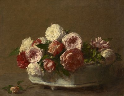Rosor i en porslinskruka, c.1875?-1900 av Victoria Dubourg