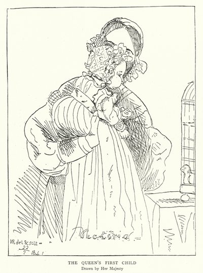 Drottning Victorias första barn, tecknat av Hennes Majestät (litho) av Victoria Queen