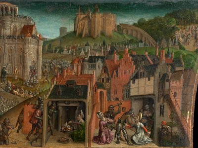 Titus erövring av Jerusalem (olja på panel) (detalj av 470981) av Vienna Master of Mary of Burgundy